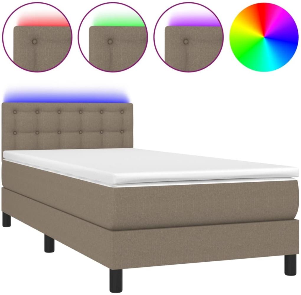 vidaXL Boxspringbett mit Matratze & LED Taupe 100x200 cm Stoff 3133457 Bild 1
