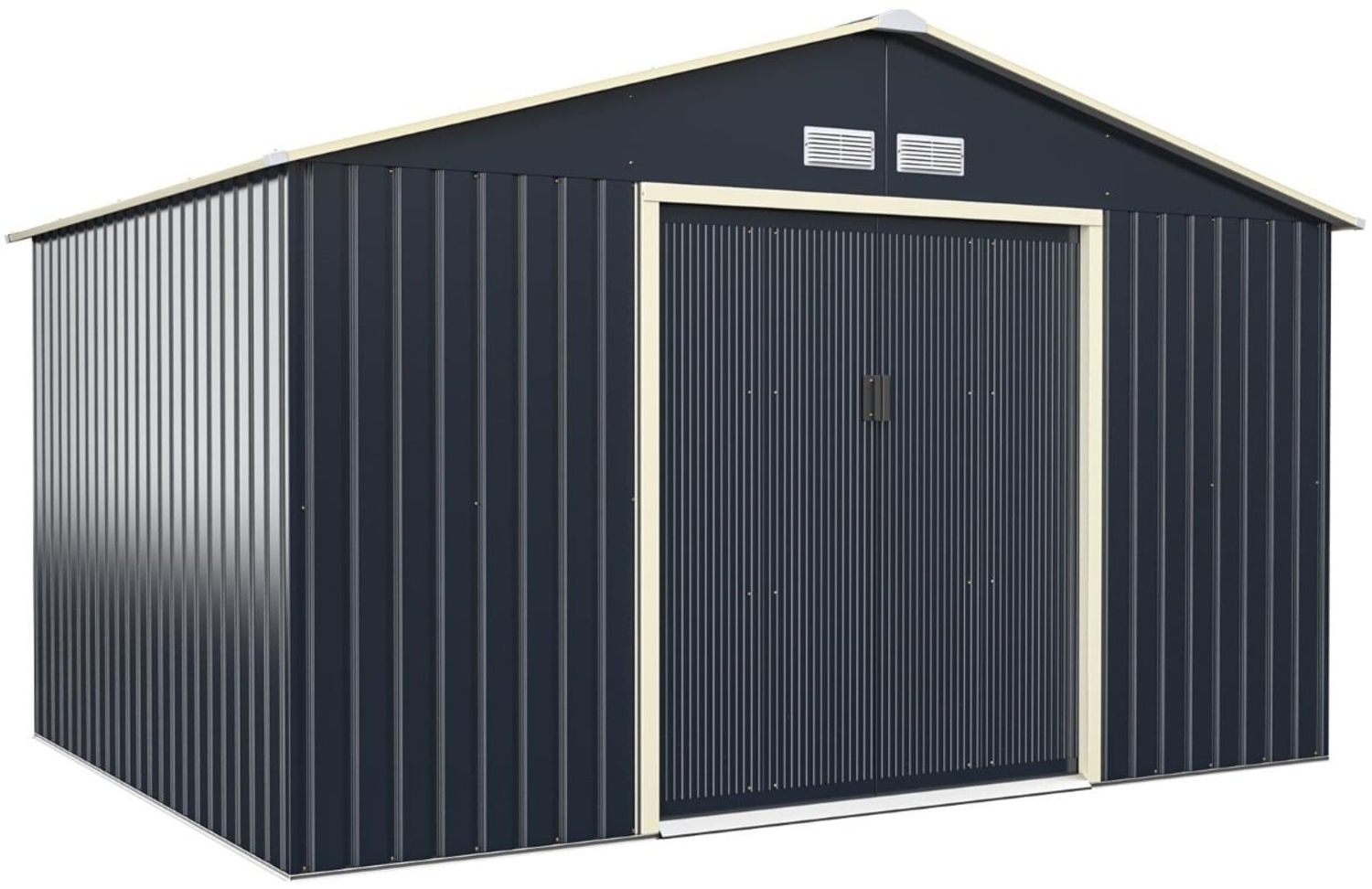 Gerätehaus Metall mit 4 Luftschlitzen & Schiebetür Geräteschuppen abschließbar 340 x 255 x 210 cm Outdoor (Nur Gerätehaus) Bild 1