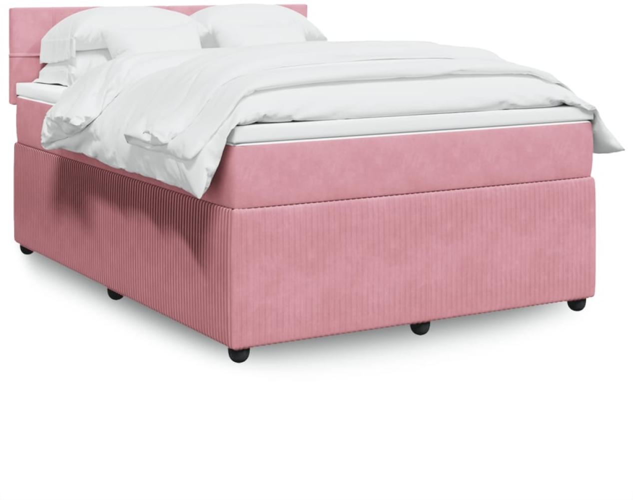 vidaXL Boxspringbett mit Matratze Rosa 160x200 cm Samt 3287787 Bild 1