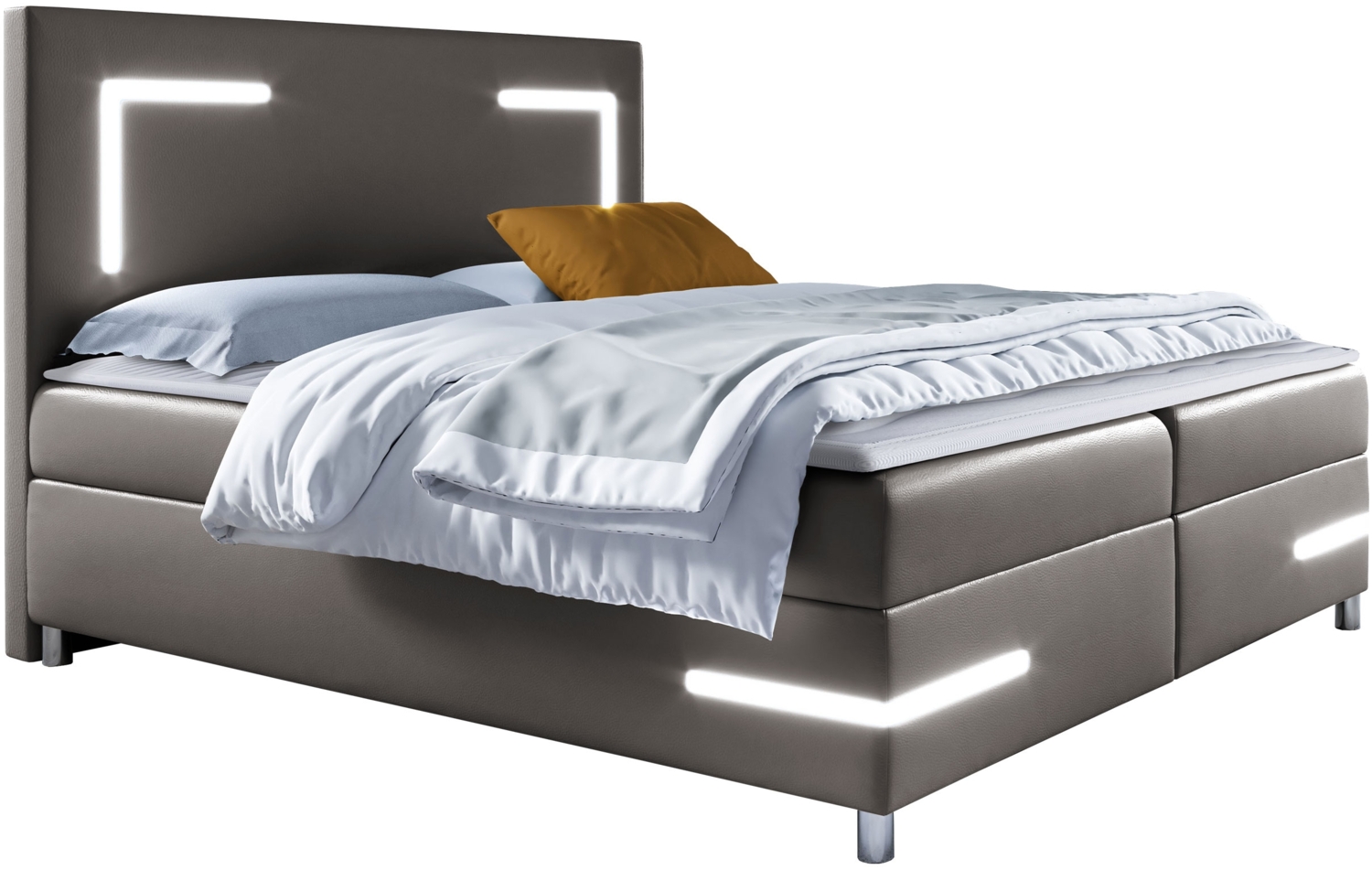 Boxspringbett Leleni LED, Anthrazit, 120 x 200 cm Bild 1