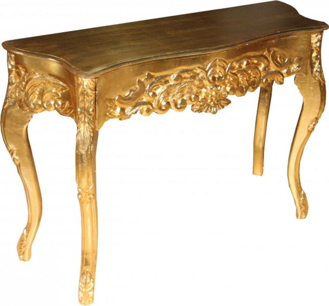 Casa Padrino Barock Konsolentisch Gold mit Schubladen Damen Schminktisch B 116 cm, H 77 cm - Antik Stil - Barock Möbel - Limited Edition Bild 1