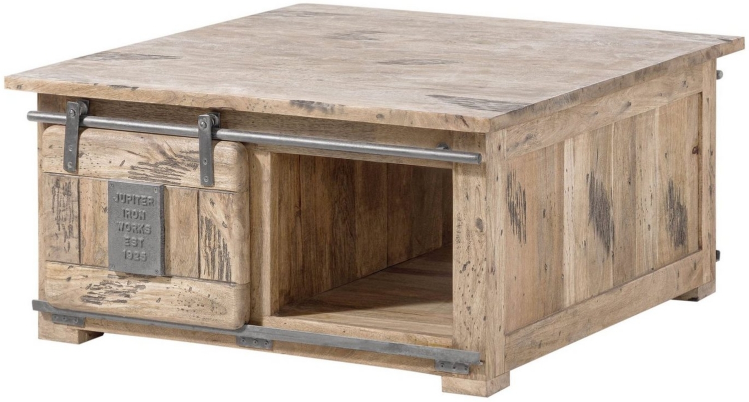 Massivmoebel24 Couchtisch RAILWAY (Massivholz, Massivholztisch), Couchtisch Mango 90x90x45 whitewash lackiert RAILWAY #3006 Bild 1