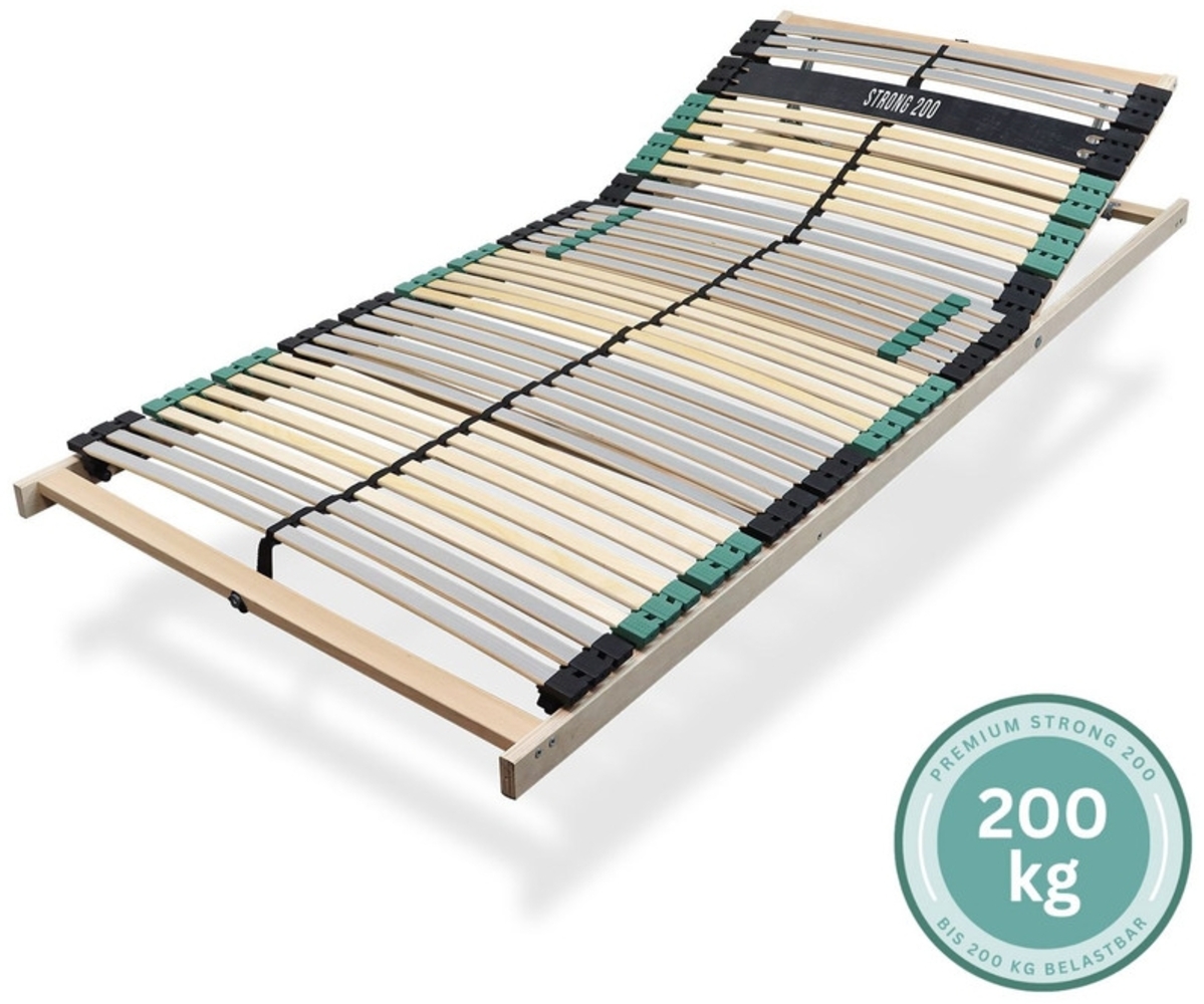 Lattenrost extra stabil, bis 200Kg belastbar, Kopfteil verstellbar, 42 Latten, 7 Zonen Lattenrost aus Buche, Made in Germany, 1x Lattenrost, 90 x 200 cm Bild 1