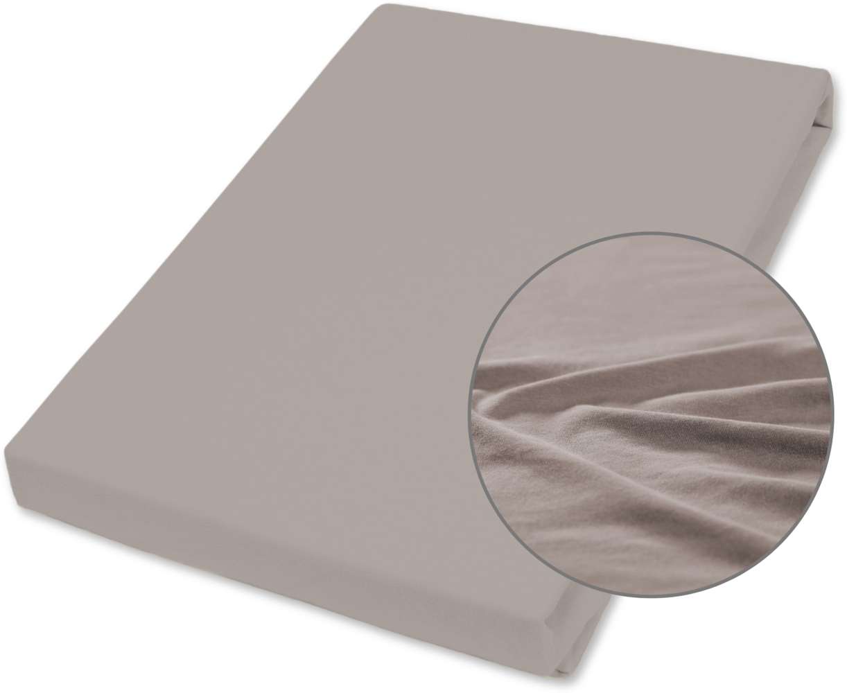 Traumhaft gut schlafen Jersey-Elasthan Spannbetttuch, verschiedene Farben und Größen, Farbe: Taupe, Größe: 140-160 cm x 200 cm Bild 1