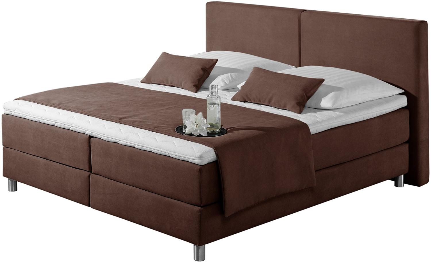 Maintal Boxspringbett Metropol, 180 x 200 cm, Strukturstoff, 7-Zonen-Kaltschaum Matratze h3, choco Bild 1