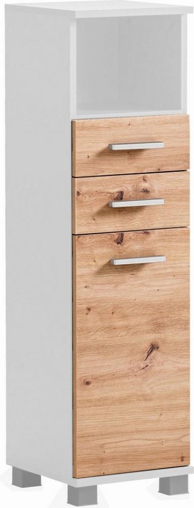 Schildmeyer Palermo Highboard 157643, Mattweiß/Artisan Eiche Dekor, 30,3 x 32,6 x 110,5 cm Bild 1