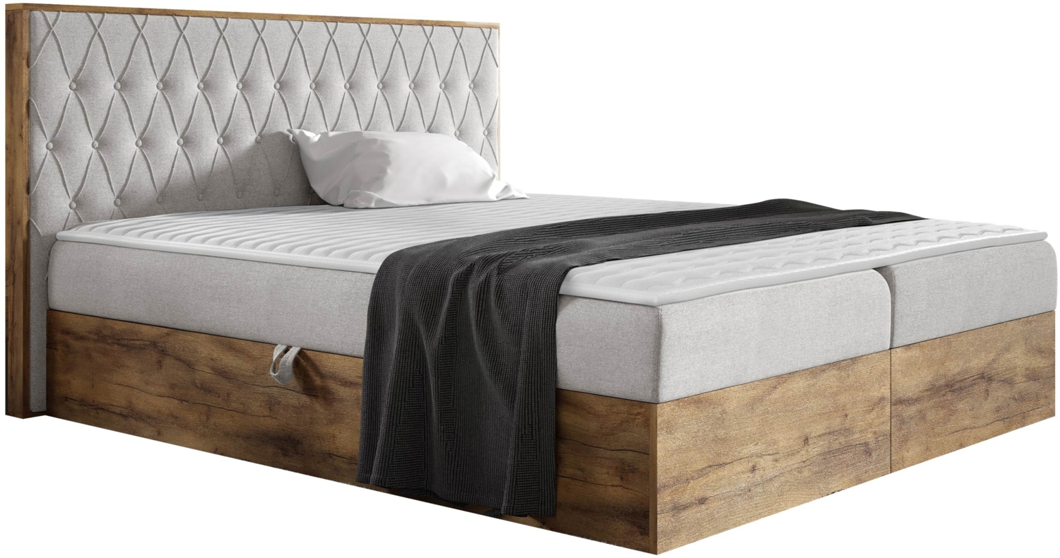 Boxspringbett Worik VI, Hellgrau, 160 x 200 cm Bild 1