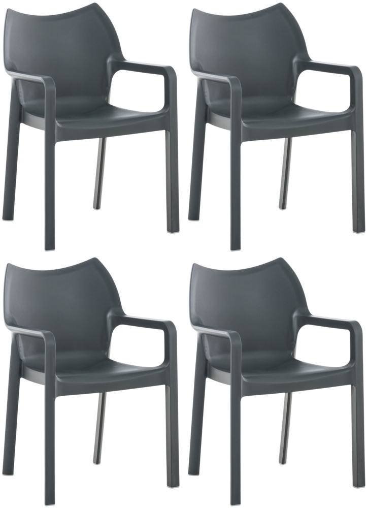 CLP 4er Set Kunststoff-Gartenstühle Diva mit Armlehnen,dunkelgrau Bild 1