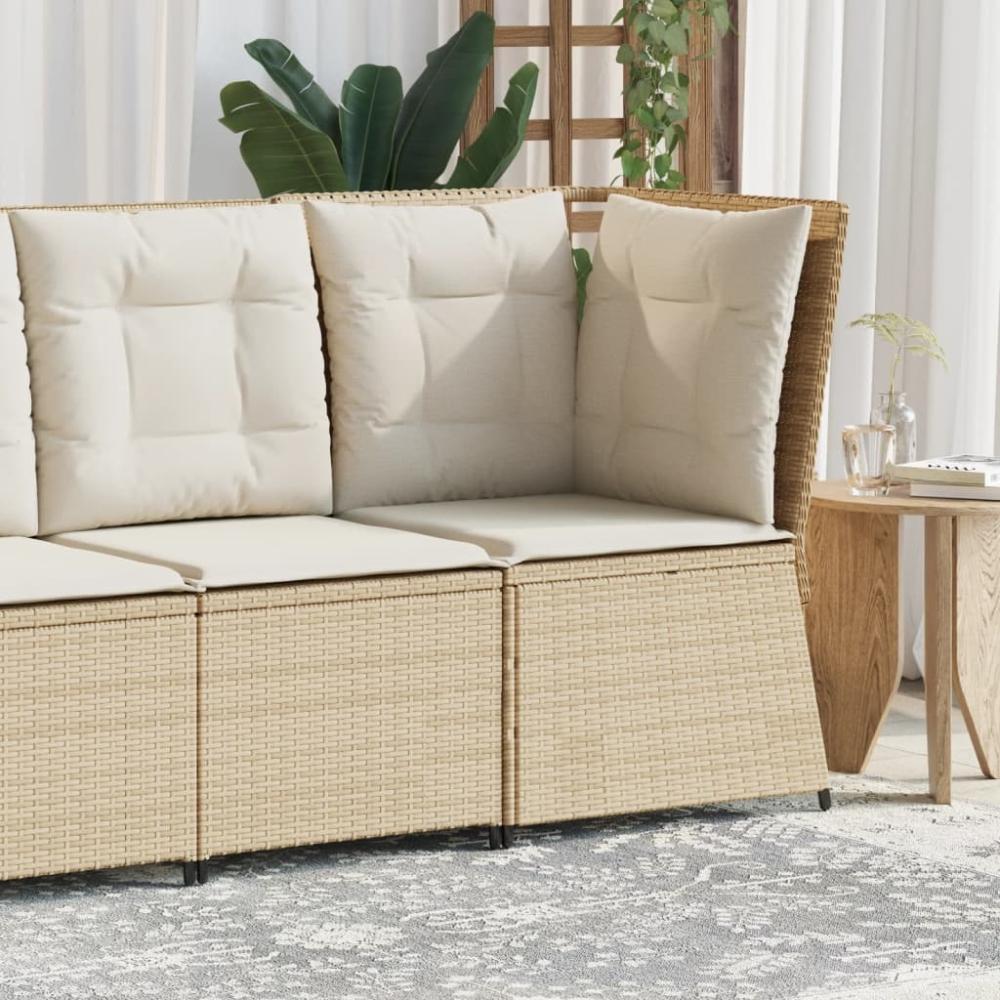 vidaXL Garten-Ecksofa mit Kissen Beige Poly Rattan 368986 Bild 1