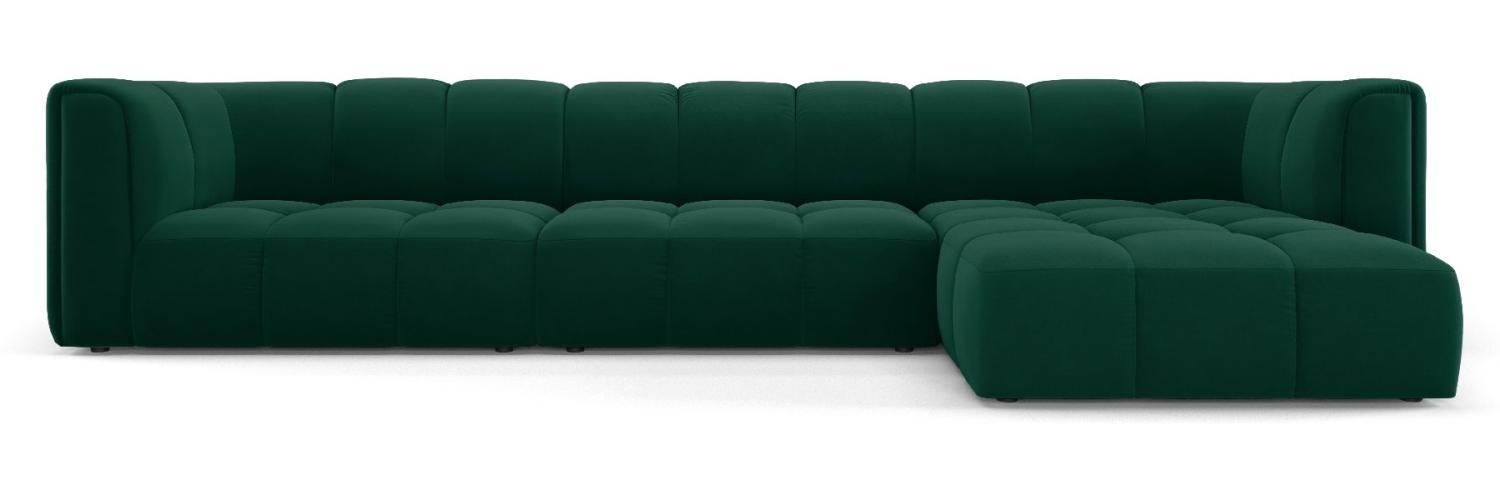 Micadoni Modulares Ecksofa Serena 5-Sitzer Samtstoff, Flaschengrün, Rechts Bild 1