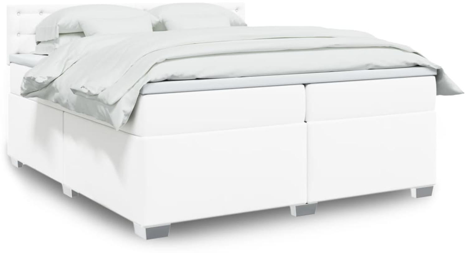 vidaXL Boxspringbett mit Matratze Weiß 200x200 cm Kunstleder 3286137 Bild 1