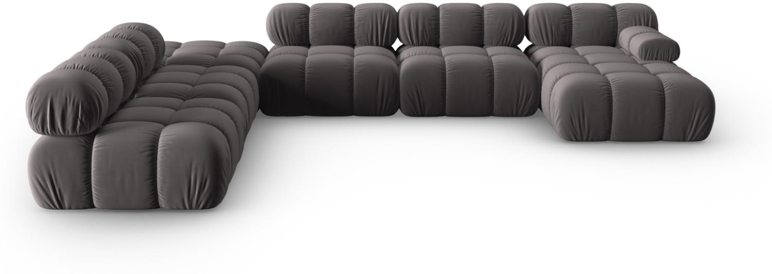 Micadoni Modulares Panorama Ecksofa Bellis 7-Sitzer Links Samtstoff Dunkelgrau Bild 1