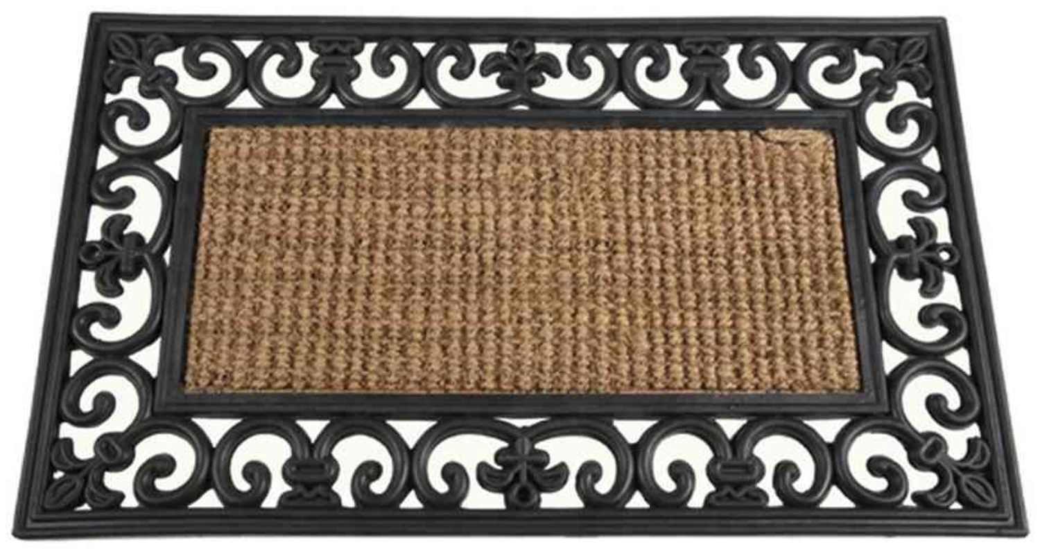 Siena Garden Gazelle Fussmatte rechteckig 45 x 75 cm aus Gummi / Kokosfasern, natur/schwarz Bild 1