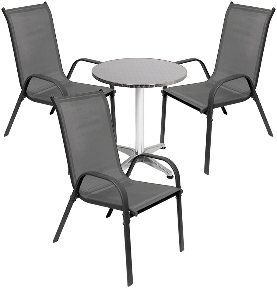 4-tlg. Bistro Garnitur Balkonset Garnitur Tisch + 3 Stapelstühle Ø60xH70cm Bild 1