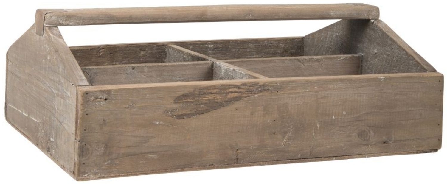 Ib Laursen - Holzkorb Holzkiste mit 4 Fächer und Henkel 5245-14 Korb Kiste Holz Bild 1