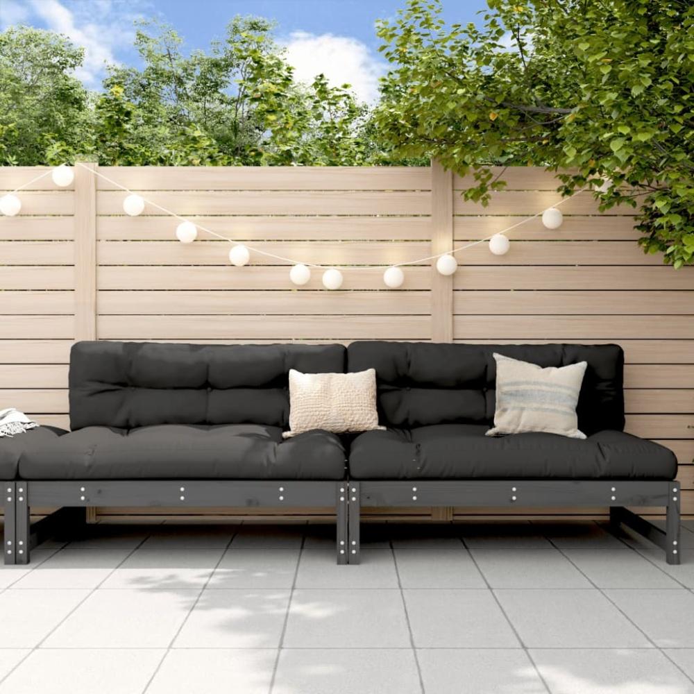 vidaXL Garten-Mittelsofas 2 Stk. Grau 120x80 cm Massivholz Kiefer 825718 Bild 1