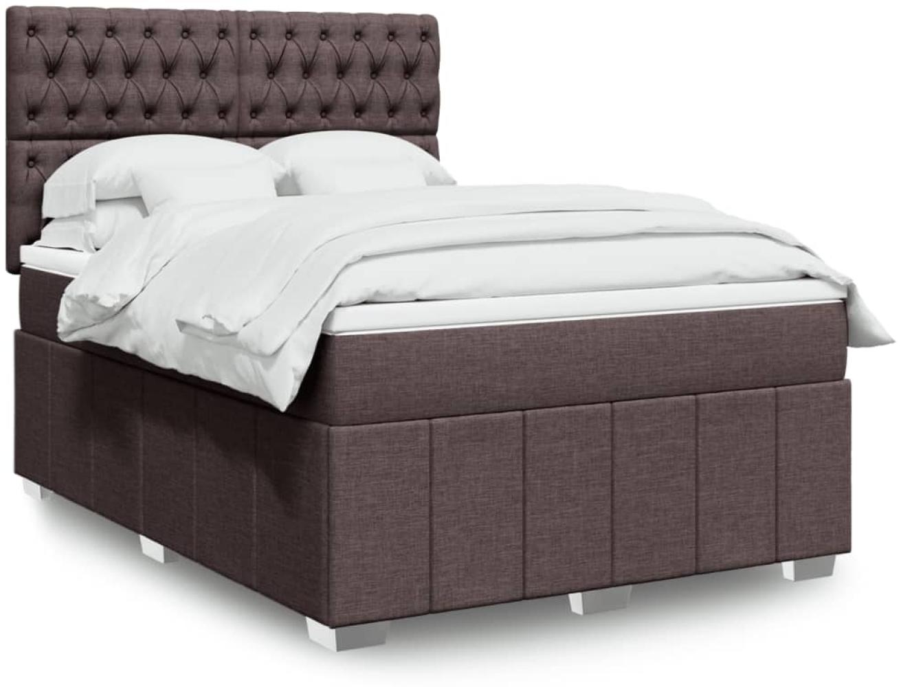 vidaXL Boxspringbett mit Matratze Dunkelbraun 140x200 cm Stoff 3294001 Bild 1