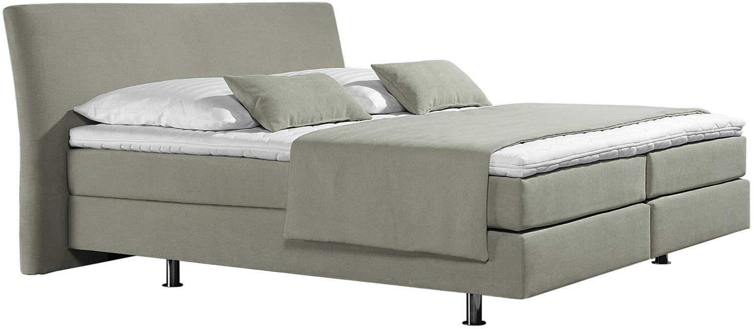 Maintal Boxspringbett Club, 100 x 200 cm, Strukturstoff, 7-Zonen-Kaltschaum Matratze h3, ecru Bild 1