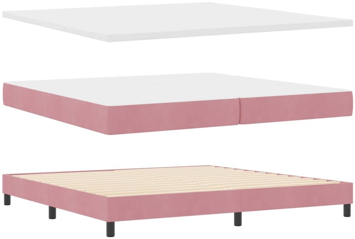 vidaXL Boxspringbett mit Matratze mit Kopfteil Rosa 200 x 200 cm Samt 3340465 Bild 1