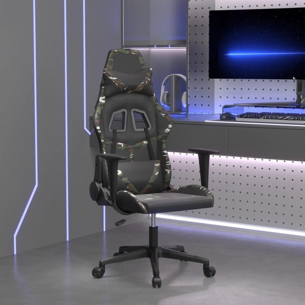 vidaXL Gaming-Stuhl mit Massagefunktion Schwarz Tarnfarben Kunstleder 345433 Bild 1