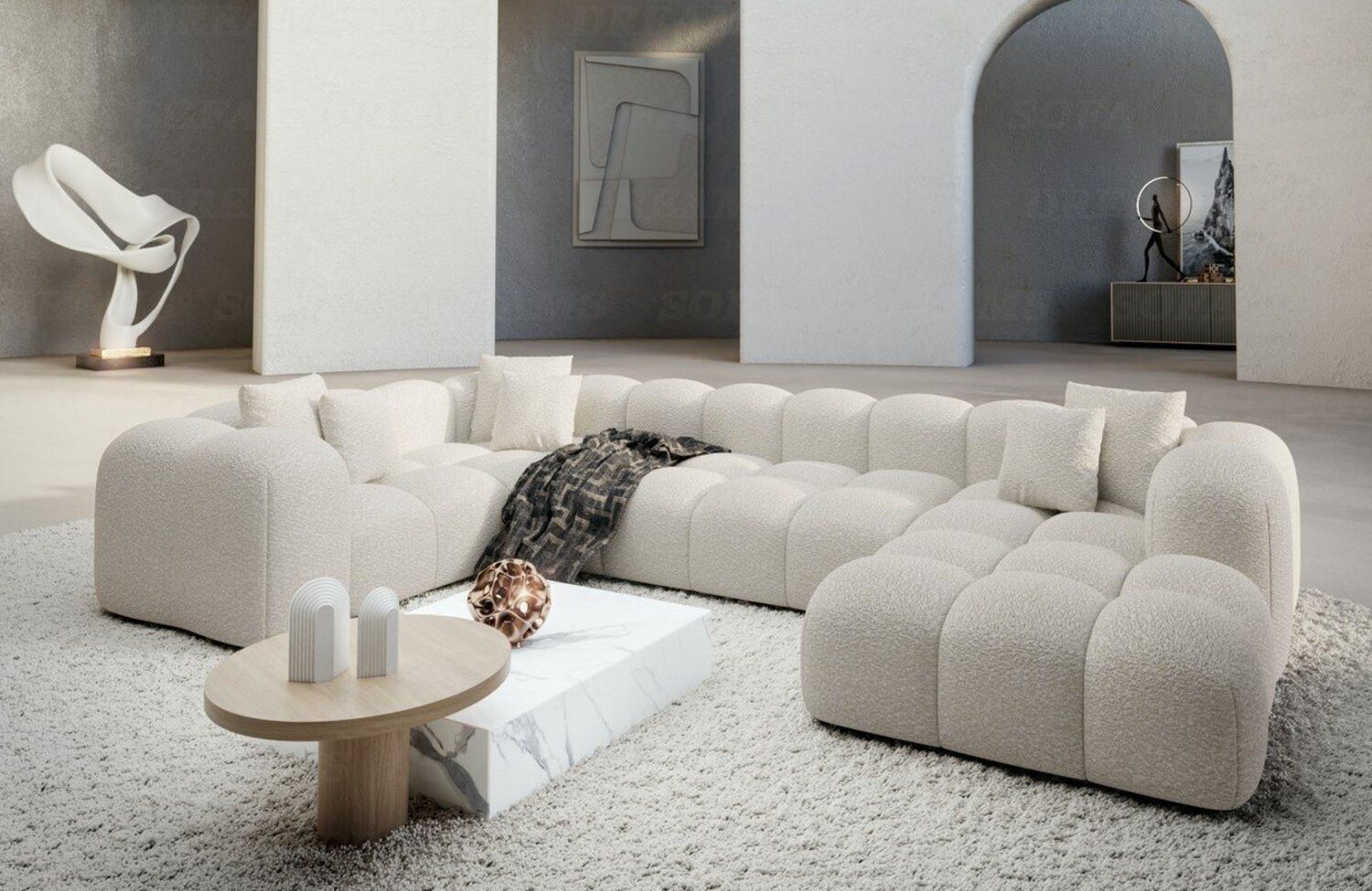 Sofa Dreams Wohnlandschaft Design Couch Stoff Wohnlandschaft Formentera U Form Stoffsofa, Loungesofa Bild 1