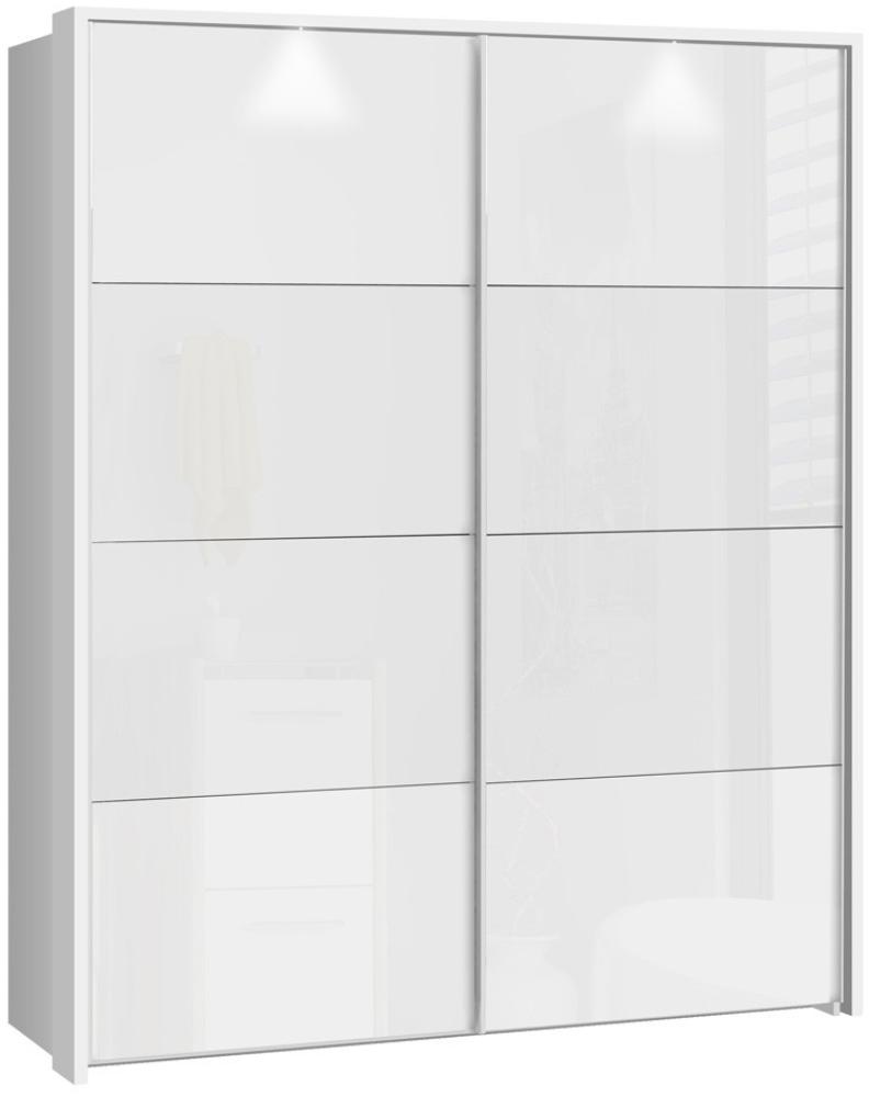 Schwebetürenschrank Sophie 6B weiß Front Hochglanz 181x215x68 cm LED Bild 1