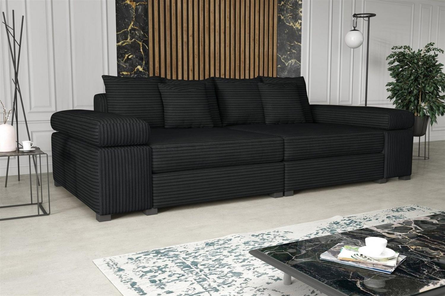 Big Sofa Couchgarnitur Megasofa Riesensofa AREZZO Stoff Tilia Schwarz Bild 1