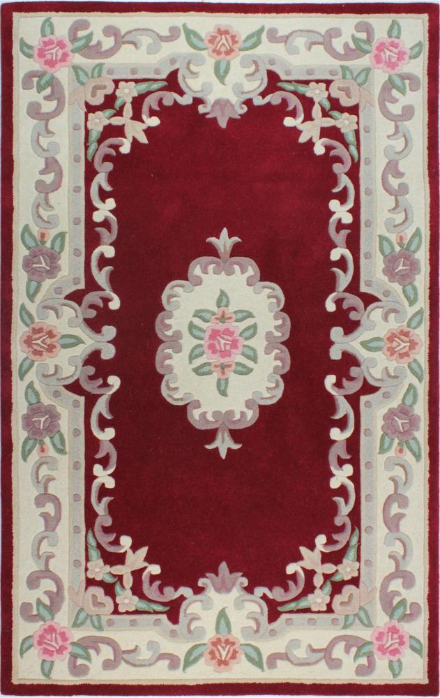 Kadima Design Traditioneller Wollteppich "Beauly" mit Handgeschnitzten Details. Farbe: Rot-Beige, 150x240 cm Bild 1