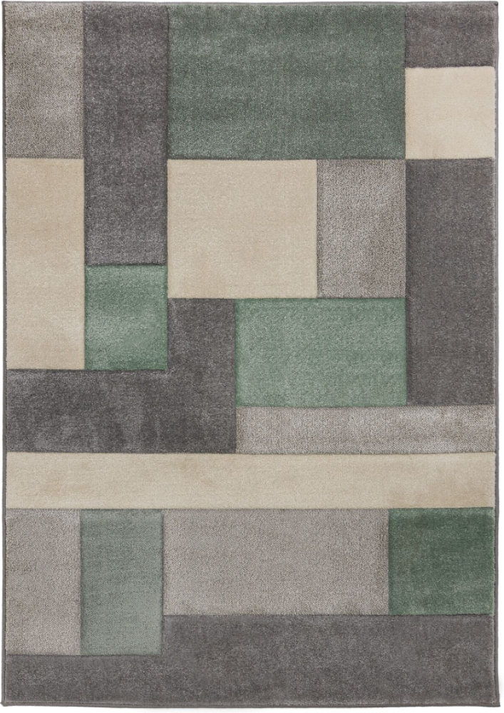 Kadima Design Geometrischer Teppich in Trendfarben, "Nidd Clara". Farbe: Grün-Grau, 160x230 cm Bild 1