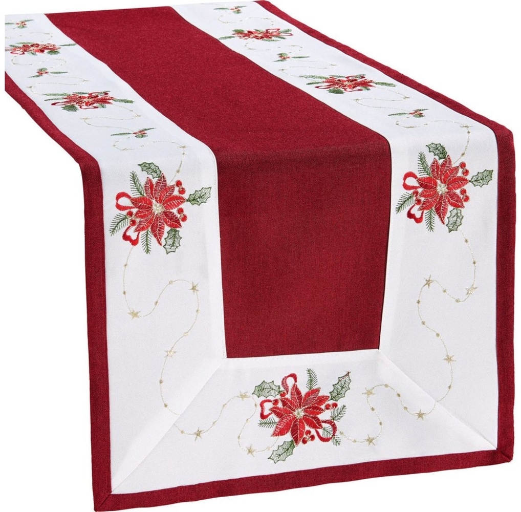 Erwin Müller Tischdecke Tischläufer "Weihnachtsstern", Leinen-Optik Blumen Bild 1