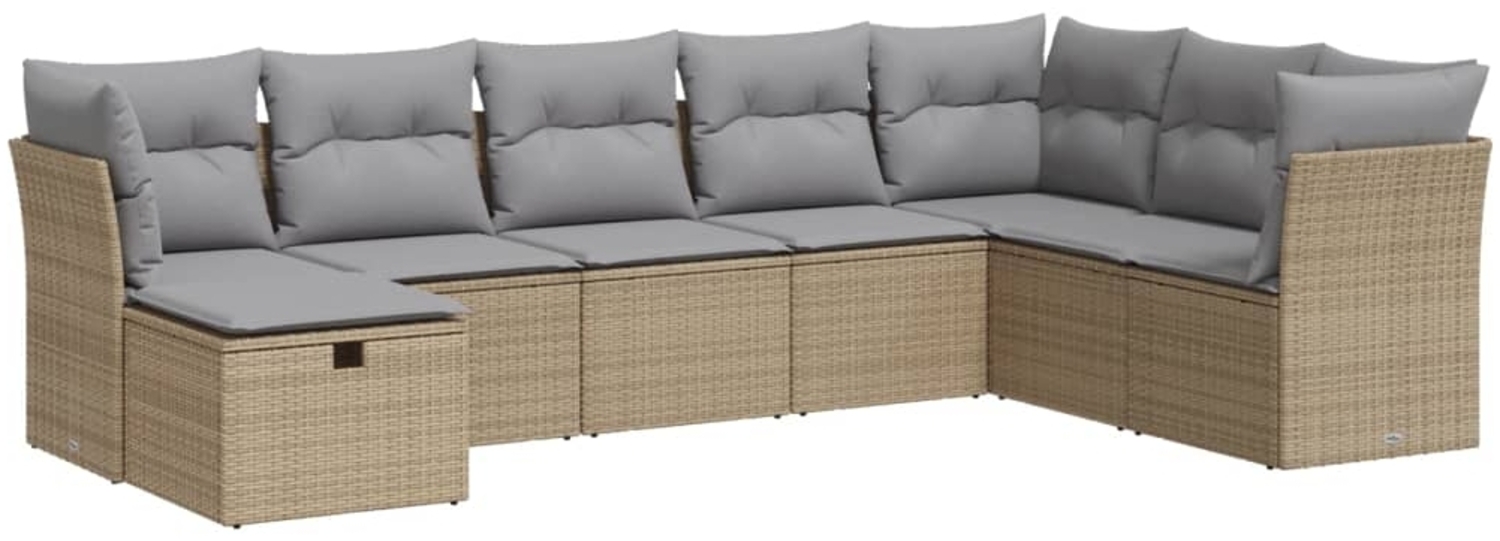 vidaXL 8-tlg. Garten-Sofagarnitur mit Kissen Beige Poly Rattan 3325335 Bild 1