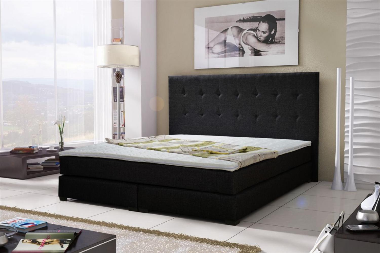 Boxspringbett AMOR Stoff Schwarz 160x200cm Bild 1