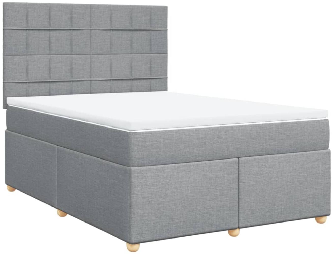 vidaXL Boxspringbett mit Matratze Hellgrau 140x200 cm Stoff Bild 1