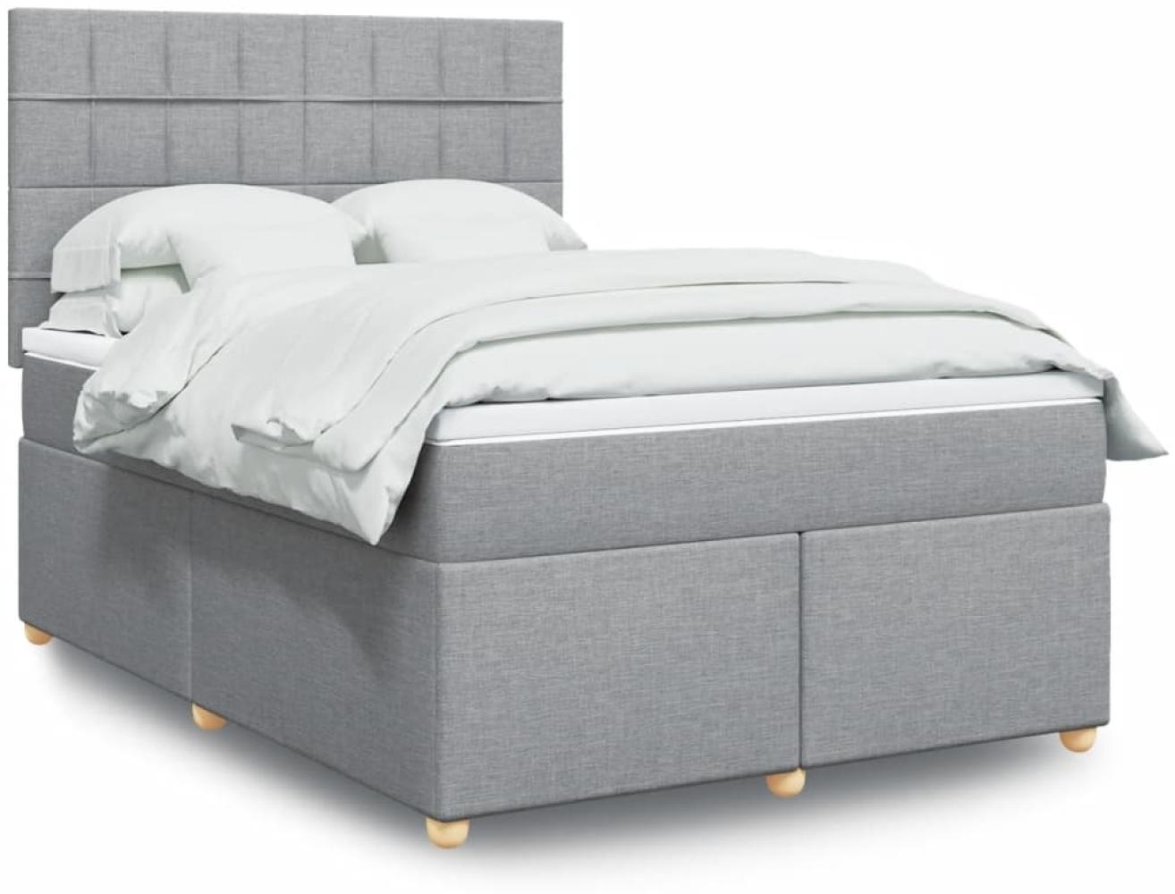 vidaXL Boxspringbett mit Matratze Hellgrau 140x200 cm Stoff Bild 1