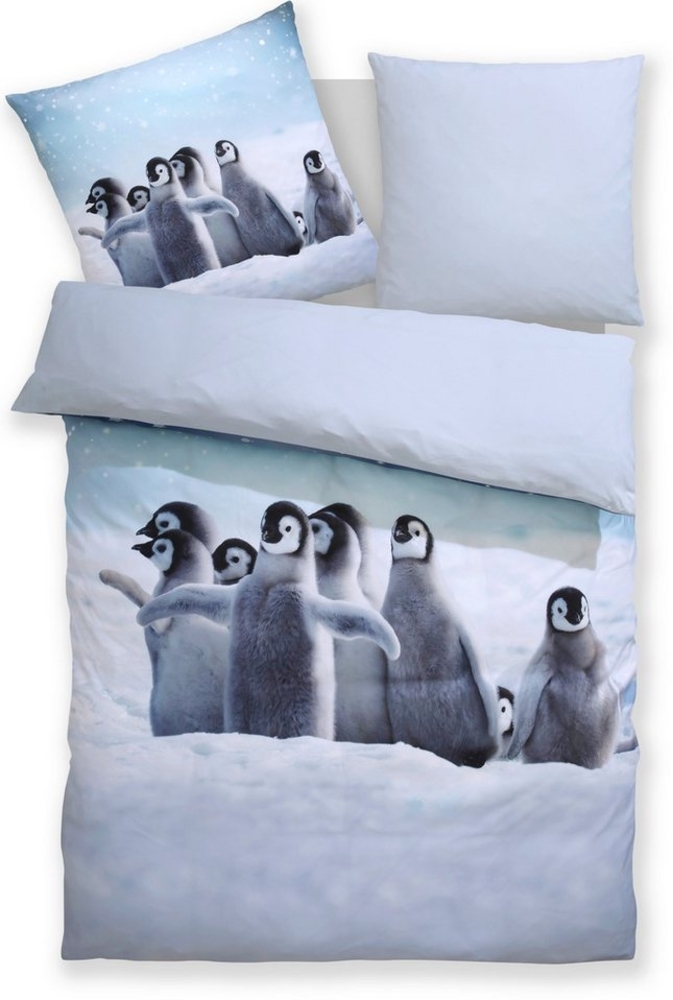 my home Bettwäsche Lyki, Microfaser, 2 teilig, ab Größe 135x200 cm, 100% Polyester, Katze, Pferd, Löwe, Pinguin Bild 1