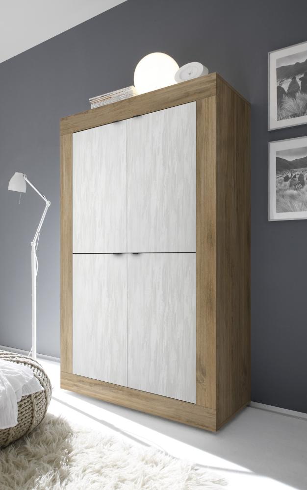 Highboard >Belinda< in Mercure Holzstruktur / Weiss - 102x162x43cm (BxHxT) Bild 1