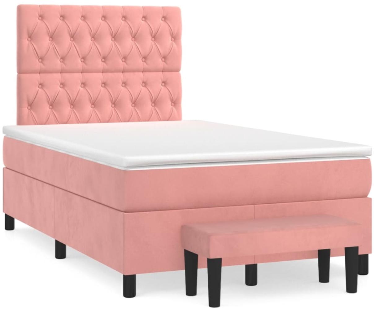 vidaXL Boxspringbett mit Matratze Rosa 120x190 cm Samt 3270492 Bild 1