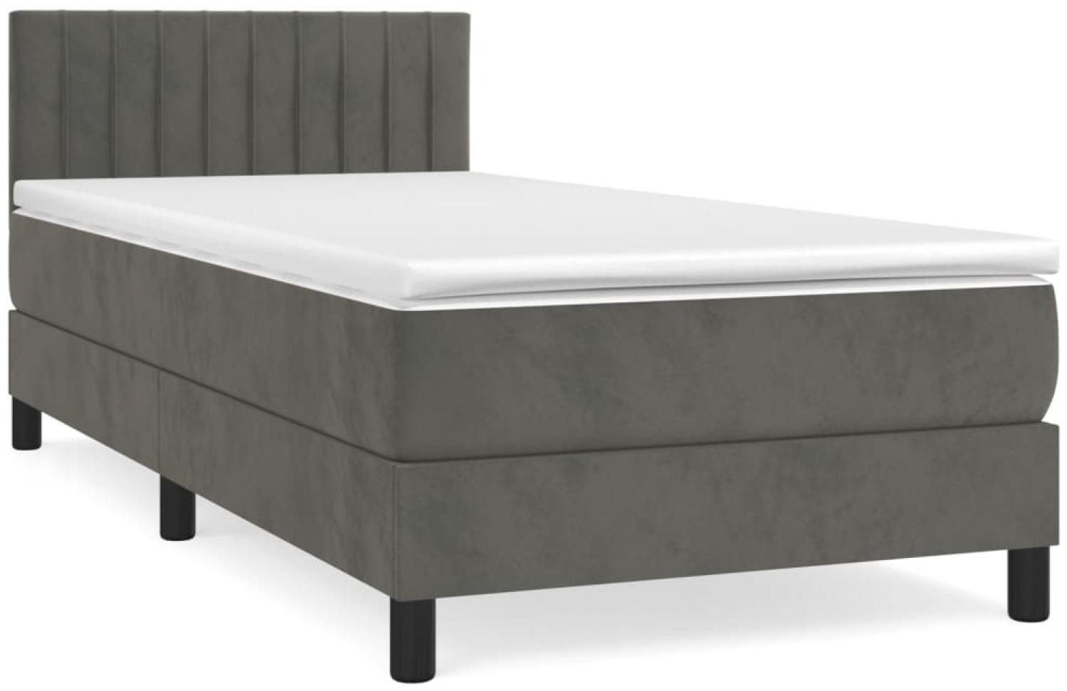 vidaXL Boxspringbett mit Matratze Dunkelgrau 90x190 cm Samt 3141396 Bild 1