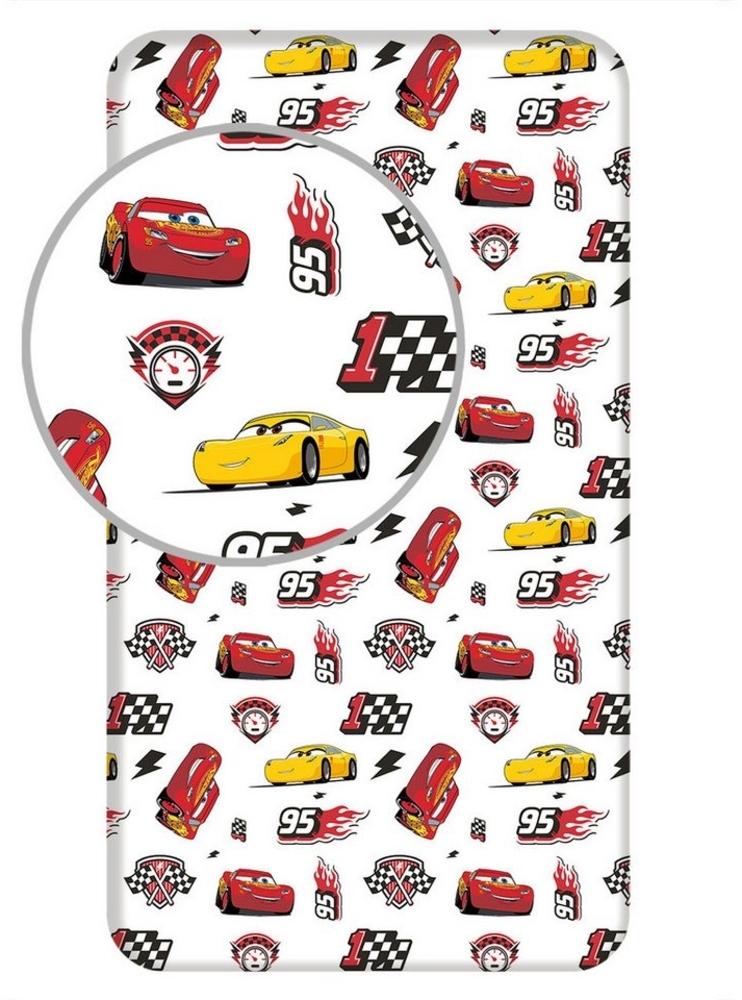Tinisu Bettlaken Cars McQueen Spannbettlaken - 90x200 cm Bettbezug Einzelbett Bild 1