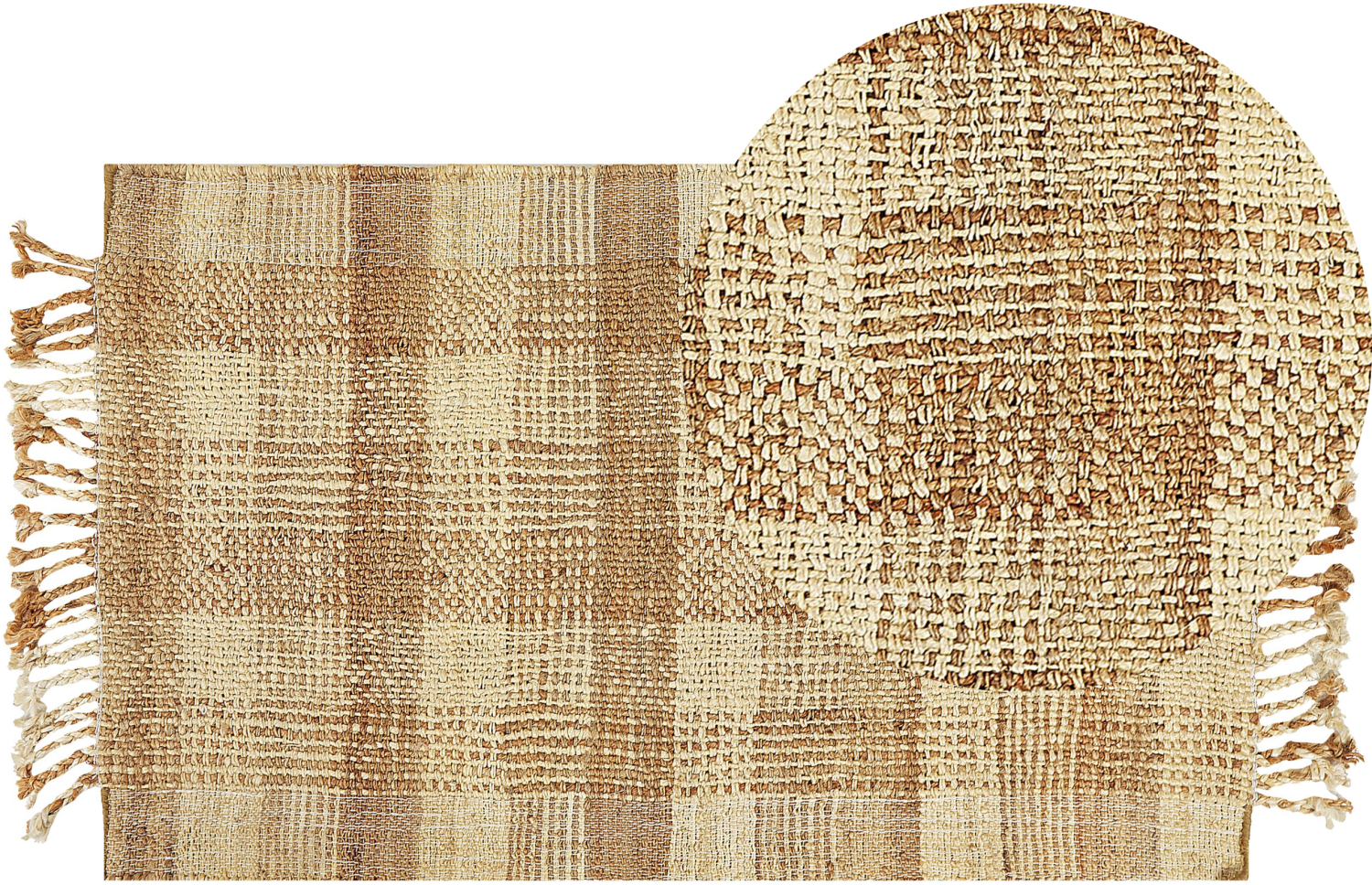 Teppich Jute sandbeige 80 x 150 cm geometrisches Muster Kurzflor BERISSA Bild 1