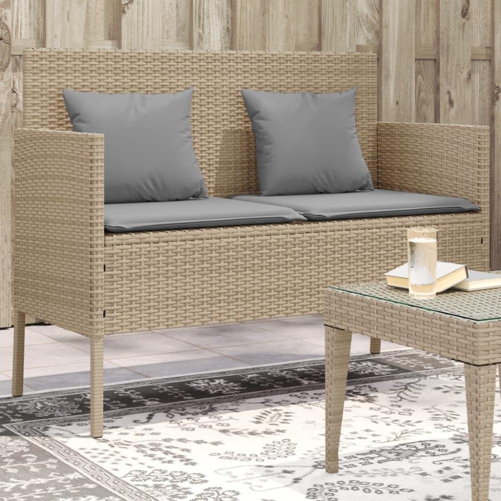 vidaXL Gartenbank mit Kissen Beige Poly Rattan 365775 Bild 1