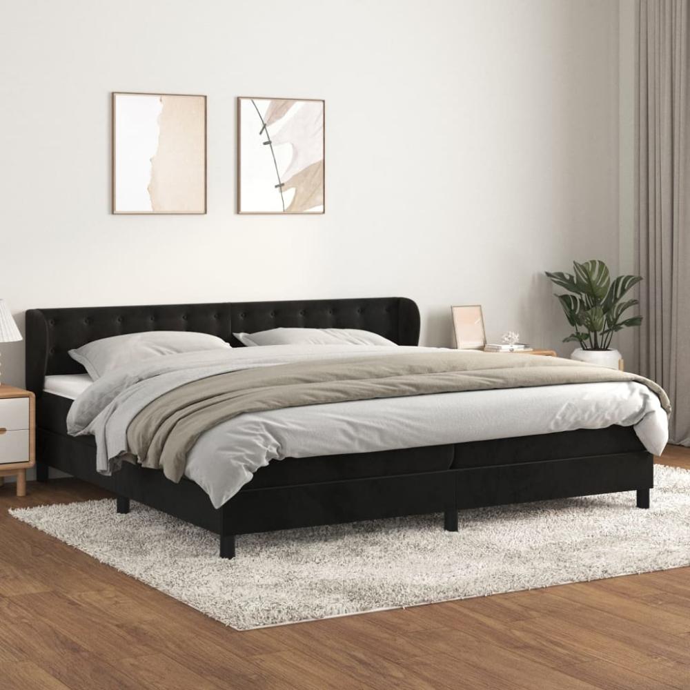 Doppelbett, Polsterbett mit Matratze Samt Schwarz 200 x 200 cm Bild 1