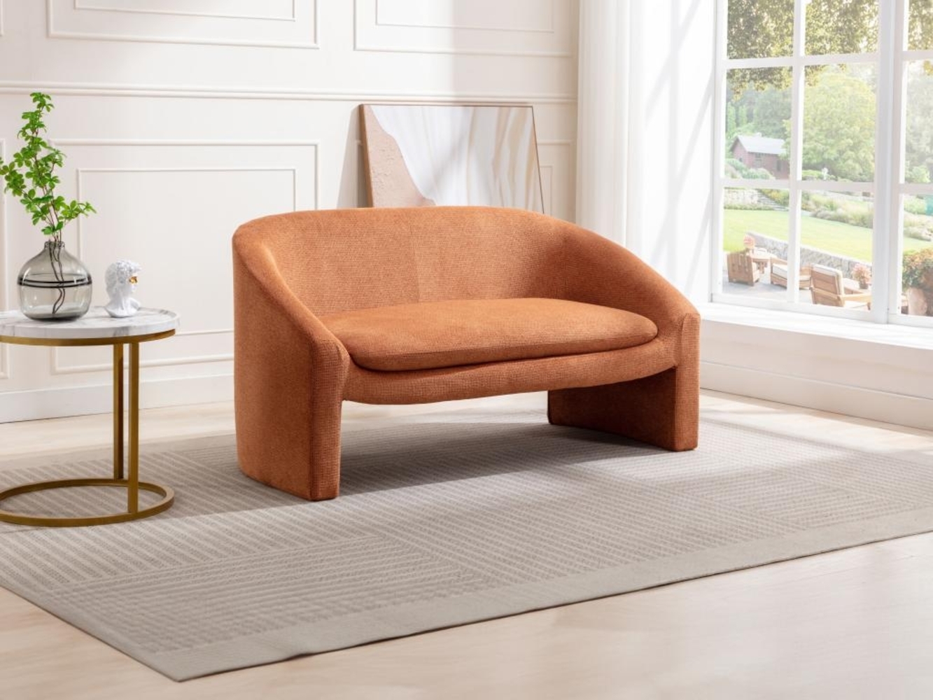 Vente-unique - Sofa 2-Sitzer - Stoff - Terracotta - OSSANA Bild 1