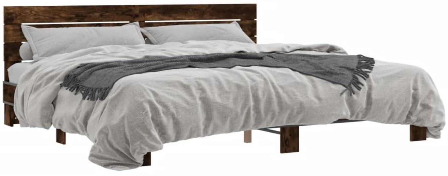 vidaXL Bettgestell Räuchereiche 200x200 cm Holzwerkstoff und Metall 3280129 Bild 1