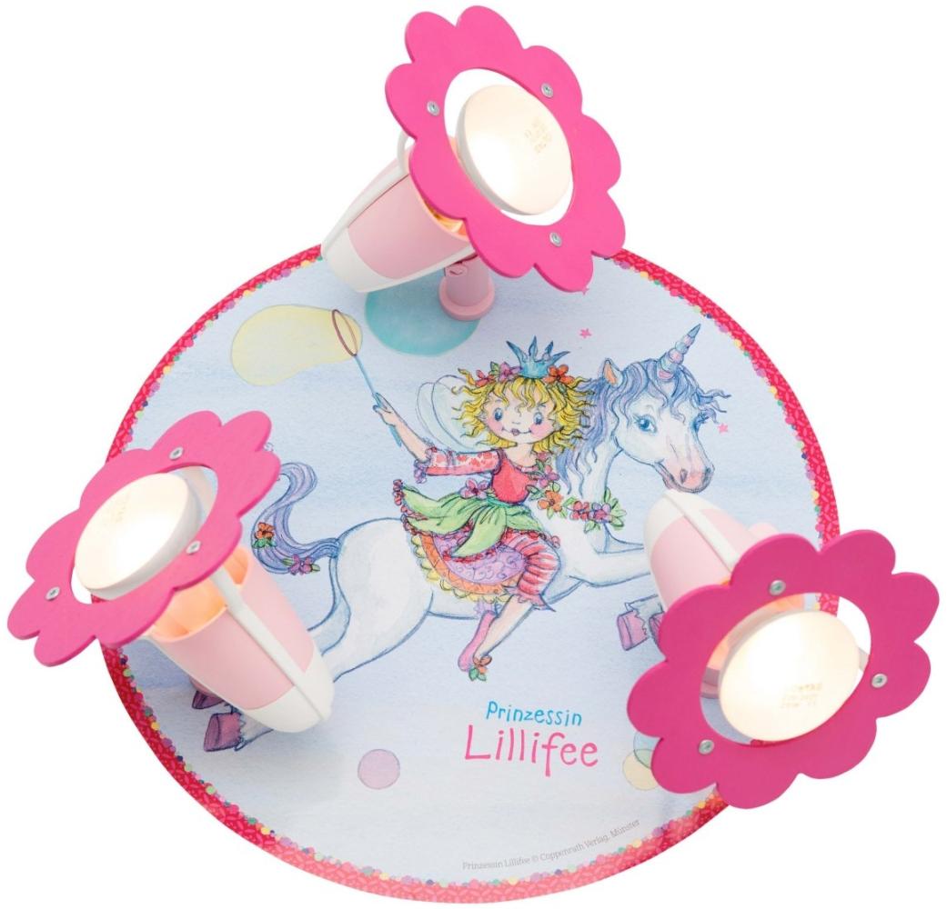 Elobra No. 130933 Deckenleuchte Rondell Prinzessin Lillifee Einhorn 3-flammig, Rosa Bild 1