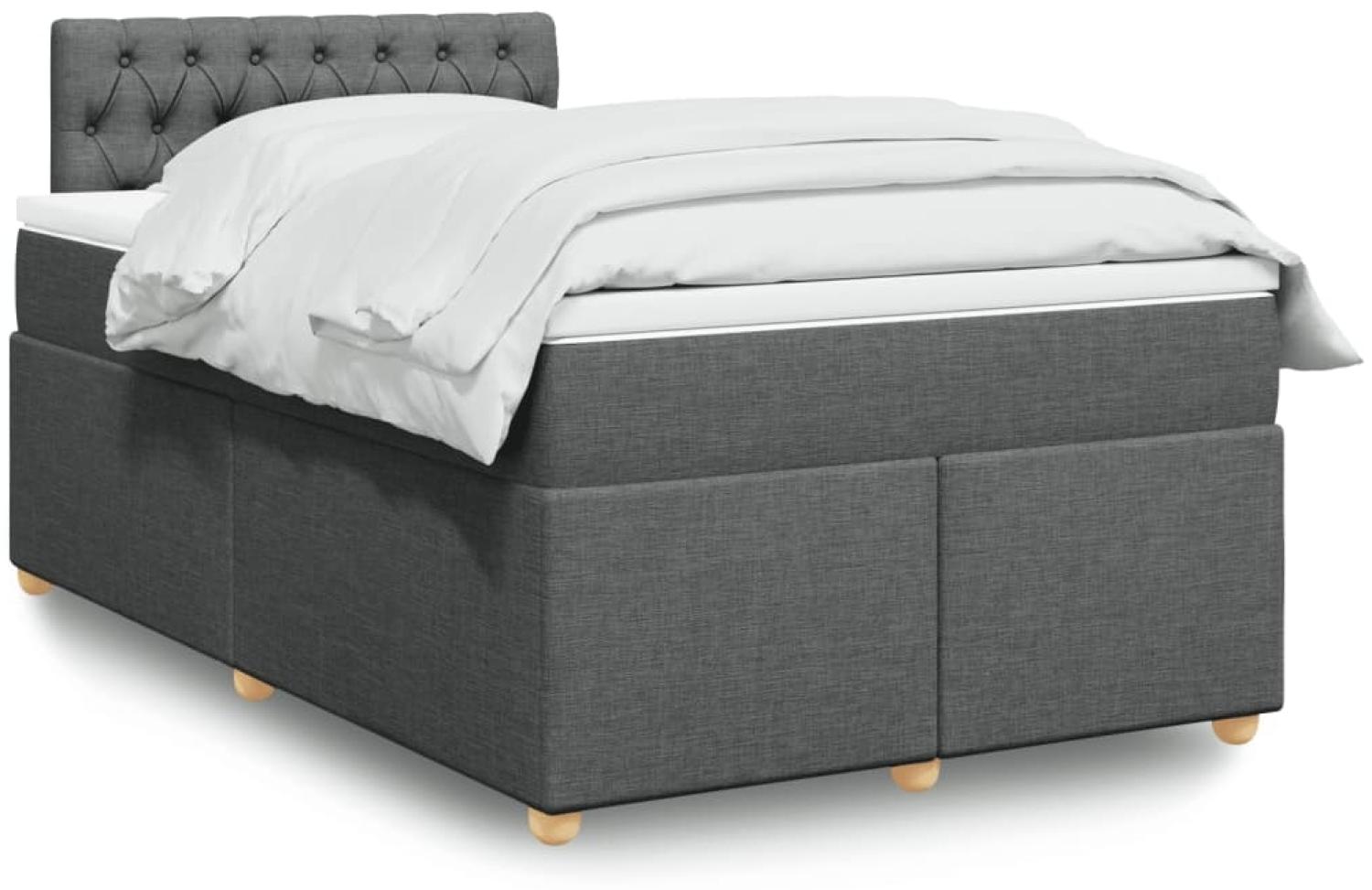 vidaXL Boxspringbett mit Matratze Dunkelgrau 120x200 cm Stoff 3288955 Bild 1