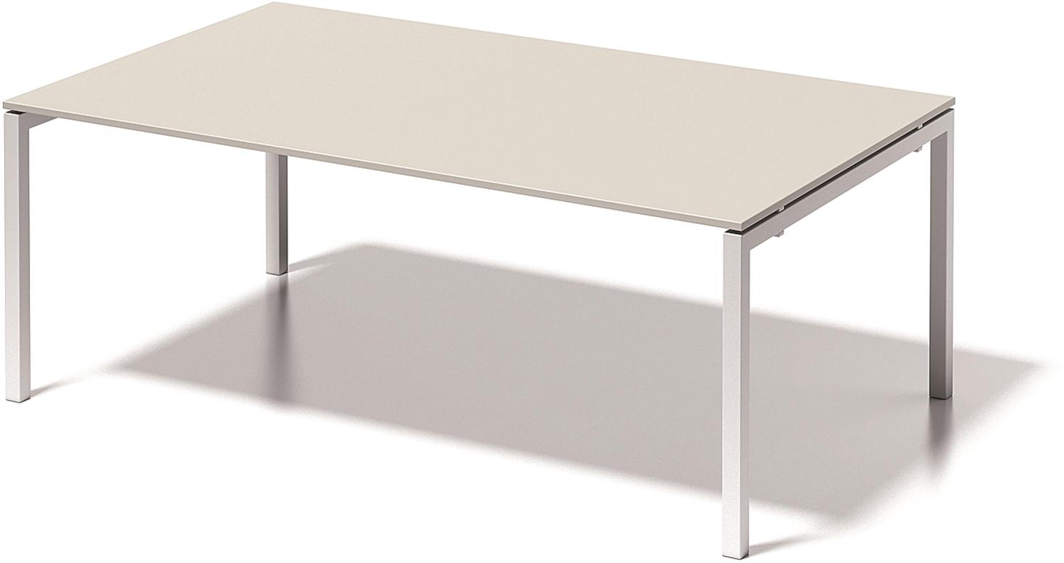 Cito Chefarbeitsplatz/Konferenztisch, 740 mm höhenfixes U-Gestell, H 19 x B 2000 x T 1200 mm, Dekor grauweiß, Gestell verkehrsweiß Bild 1