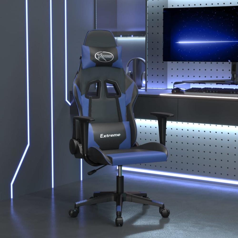 vidaXL Gaming-Stuhl mit Massagefunktion Schwarz und Blau Kunstleder 345445 Bild 1