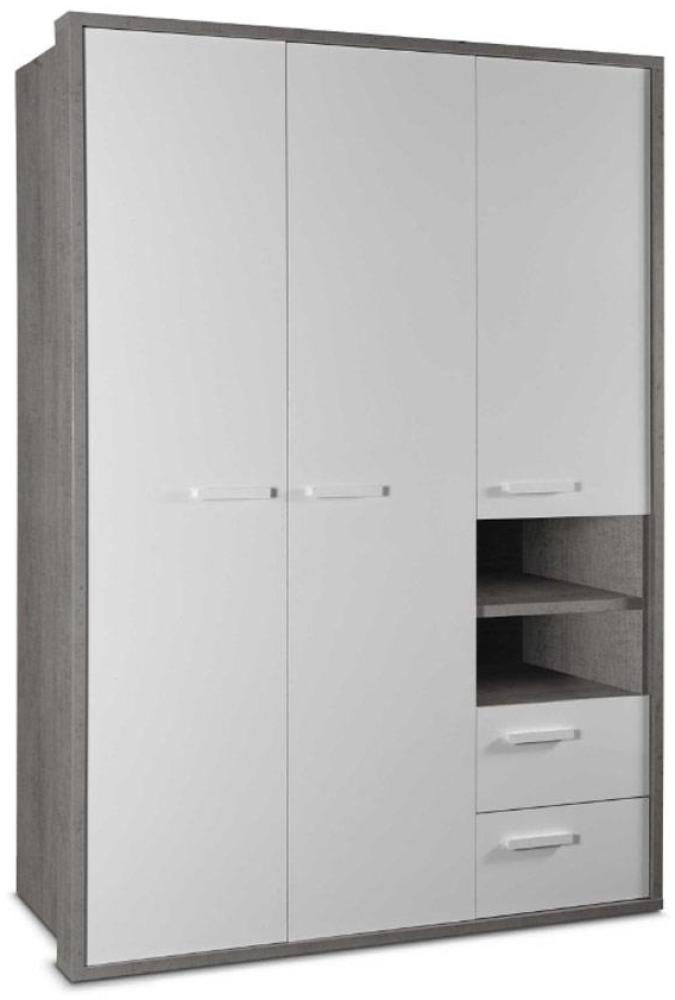 Kleiderschrank MIPIACE Hochglanz weiß Beton Look Bild 1