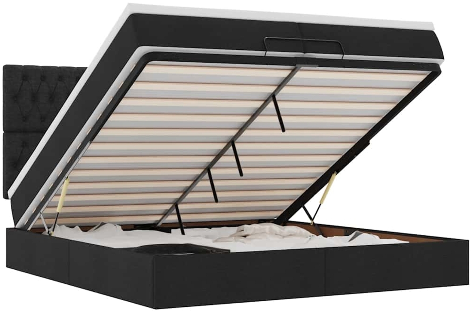 vidaXL Ottoman-Bett mit Matratzen & LEDs Schwarz 200x200 cm Stoff 3314116 Bild 1